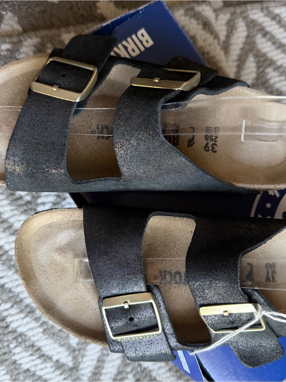 NEW Birkenstock Brand Black Simmer Suede ArizonaTwo-Strap Sandals women’s Sz 39 - Picture 8 of 15